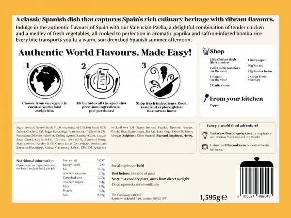 Meal Kit for Valencian Chicken Paella (Long-Shelf Life Ingredients )