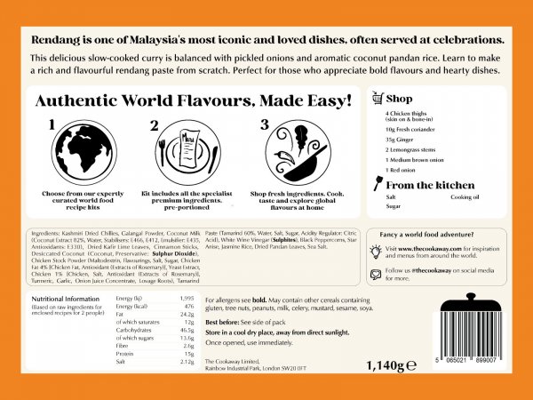 Meal Kit for Malaysian Chicken Rendang (Long-Shelf Life Ingredients)