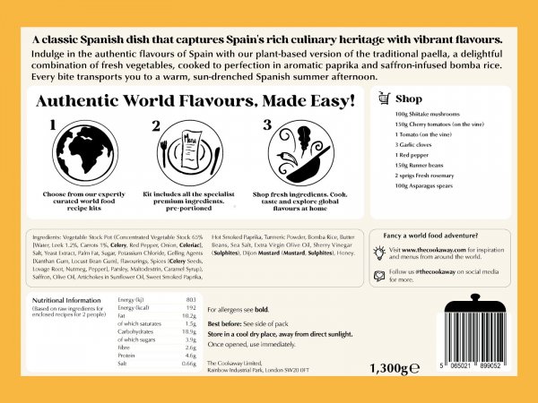 Meal Kit for Spanish Vegan Paella (Long-Shelf Life Ingredients )